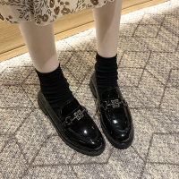 英伦小皮鞋女春2021新款平底单鞋韩版学生百搭一脚蹬复古乐福鞋