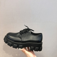 网红松糕厚底小皮鞋女2021春季新款单鞋百搭英伦风圆头系带漆皮鞋