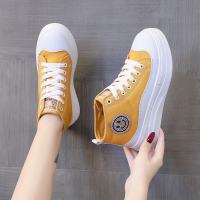 网红厚底帆布鞋女2021新款韩版松糕鞋运动学生厚底百搭休闲鞋