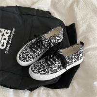 黑白豹纹复古帆布鞋女学生韩版休闲百搭小众港味休闲板鞋ins潮