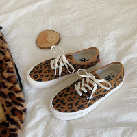 复古个性帆布鞋2021春季新款韩版板鞋女豹纹休闲鞋子女ins潮原宿