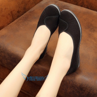 正品老北京布鞋女鞋一字护士鞋白色坡跟工作鞋软牛筋底透气美容鞋