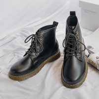 冬季加绒黑色马丁靴男韩版潮流百搭高帮英伦风皮靴ins靴子工装鞋