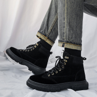 秋冬加绒2020新款黑色马丁靴男高帮ins韩版百搭英伦风工装鞋中邦