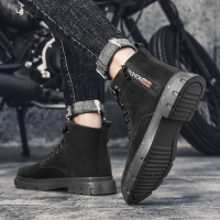 2020秋季男鞋工装靴马丁靴男高帮皮靴子冬季加绒秋冬英伦男士中帮