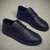 布洛克男鞋子秋季新款韩版英伦黑色正装男士商务休闲社会小皮鞋男
