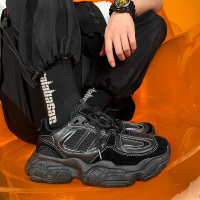 2020冬季新款黑色机能老爹鞋男ins超火街拍潮鞋港风运动鞋子增高