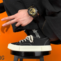 春季ins原宿港风低帮帆布鞋男生韩版潮流百搭日系潮鞋厚底板鞋男