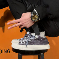 日系ins原宿港风高帮帆布鞋男潮流百搭韩版2021新款厚底板鞋学生