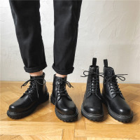 冬季加绒保暖棉鞋工装马丁靴男休闲高帮ins机车皮靴暗黑潮流鞋靴