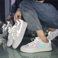 变色龙潮牌反光帆布鞋男生百搭潮流透气小白板鞋2021新款春季潮鞋