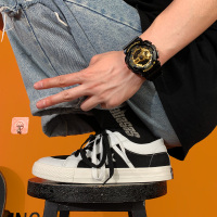 ins港风黑色帆布鞋男韩版潮流情侣日系休闲板鞋子男潮鞋百搭