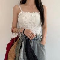 木耳边抹胸褶皱夏季美背外穿女款吊带衫无袖上衣紧身内搭短款背心