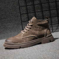 婕秘皮马丁靴男秋冬季工装靴高帮英伦风男鞋百搭中帮潮皮靴沙漠短靴