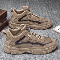 婕秘秋冬季低帮男靴子英伦风工装内增高潮鞋户外工作马丁短靴