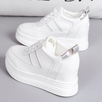 婕秘小白鞋女2022春秋新款厚底内增高松糕坡跟韩版百搭休闲女鞋潮