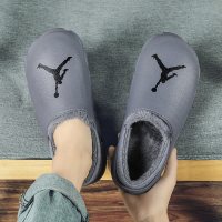 婕秘雪地靴棉拖鞋男秋冬季居家加绒保暖室内外短靴增高子