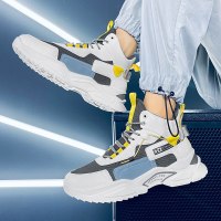 婕秘2021新款男鞋春秋新款篮球运动球鞋白色高帮ins板鞋男