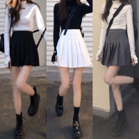 苏芈百褶半身裙女夏2021春秋新款高腰显瘦黑色A字裙白色短裙灰色裙子