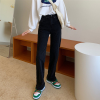 苏芈黑色牛仔裤女2021春季年新款chic宽松高腰显瘦百搭直筒阔腿裤裤子