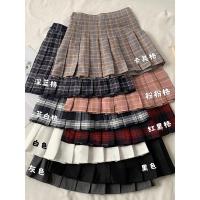 苏芈2021年春季新款高腰显瘦百褶裙短裙格子a字半身裙jk小裙子女春秋