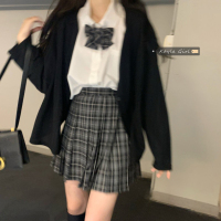 苏芈春季学院风套装女2021年新款温柔系两件套外套格子百褶半身裙衬衫