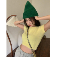 苏芈短款毛衣女2021年春季新款韩版chic温柔风紧身针织短袖上衣ins潮