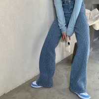 苏芈拖地牛仔裤女2021春季新款chic宽松高腰设计感百搭直筒阔腿裤裤子