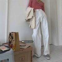 苏芈白色牛仔裤女2021春季新款高腰显瘦百搭直筒宽松垂感拖地阔腿裤子