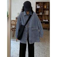 苏芈2021年春秋新款韩版宽松中长款百搭工装牛仔外套女上衣ins潮春季