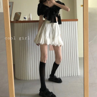 苏芈白色半身裙女2021春季新款韩版高腰显瘦蓬蓬裙设计感小众裙子短裙