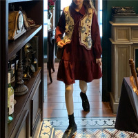 苏芈红色衬衫连衣裙女2021年春季新款韩版小个子宽松显瘦气质内搭裙子