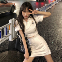 苏芈春季裙子套装女2021年新款时尚洋气两件套短款T恤+高腰包臀半身裙