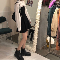 苏芈黑色吊带连衣裙女2021年春季新款韩版修身显瘦气质短款A字裙裙子