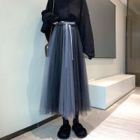 苏芈秋季韩版2020新款高腰显瘦很仙的网纱拼接蝴蝶结A字半身裙女裙子