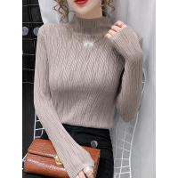 苏芈半高领项链针织打底衫女内搭2021新款秋冬洋气时尚修身打底毛衣潮