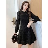 苏芈新款法式名媛连衣裙女春装打底小个子气质内搭显瘦大码蕾丝小黑裙