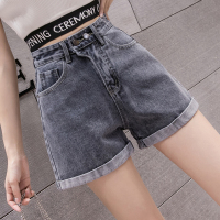 苏芈牛仔短裤女2021年春夏高腰宽松a字显瘦时尚卷边夏季卷边阔腿热裤