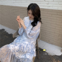 苏芈2021流行女装新款早春温柔风雪纺连衣裙洋气甜美荷叶边碎花裙子仙