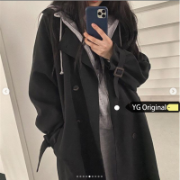 苏芈原感少女早秋季中长款风衣2020新款韩版百搭过膝学生宽松外套上衣