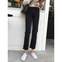 苏芈黑色牛仔裤女直筒chic春秋高腰小脚裤子显瘦百搭高腰九分烟管裤潮