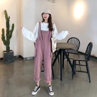 苏芈牛仔背带裤女春秋2021新款韩版宽松减龄洋气显瘦工装阔腿裤长裤潮