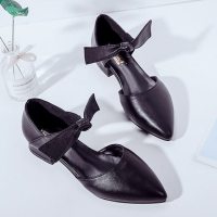 网红尖头浅口蝴蝶结单鞋女平底2021年新款春季仙女风晚晚鞋温柔鞋