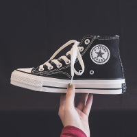 高帮帆布鞋女2021年新款春季春秋ulzzang百搭休闲布鞋ins街拍潮鞋