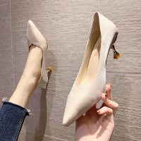 尖头高跟鞋女2021春季新款百搭气质法式单鞋晚礼服细跟高跟鞋女鞋