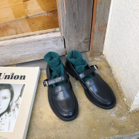 英伦风小皮鞋女2021春季新款复古粗跟平底圆头夏款女鞋百搭单鞋