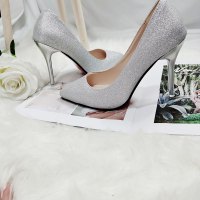 35-45大码女鞋2021新款闪耀亮片单鞋高跟鞋秋季