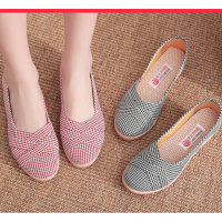 老北京布鞋女坡跟一脚蹬帆布单鞋牛筋底秋款冬新款女鞋休闲鞋