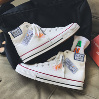 国潮高帮帆布鞋男潮流板鞋韩版涂鸦百搭潮鞋2021新款休闲布鞋男鞋