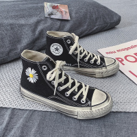权志龙同款小雏菊帆布鞋男高帮鞋子男潮鞋韩版百搭脏脏鞋ins男鞋